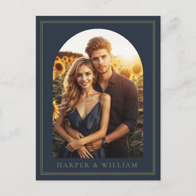 Tungt blått bålfoto spara datumet vykort (Framsida)