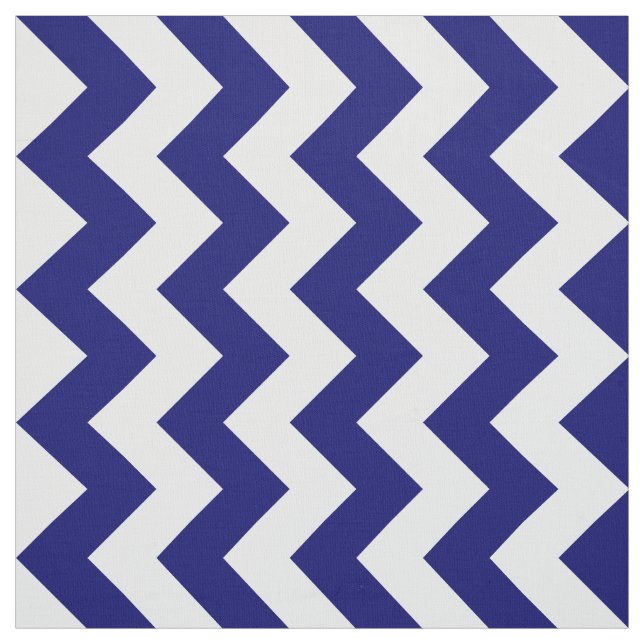 Tungt blått och vitt Zigzag Geometric Fabric Tyg (Provkarta)