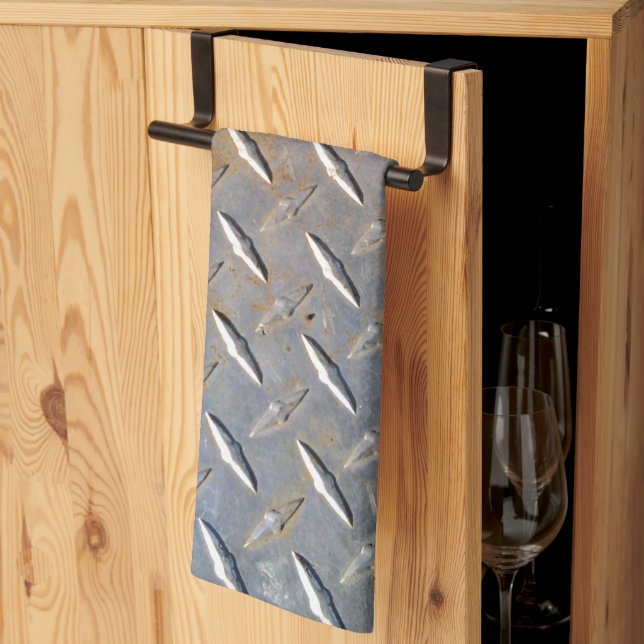 Tungt diamantmönstrat stål Grafisk Kökshandduk (Thirds Fold)