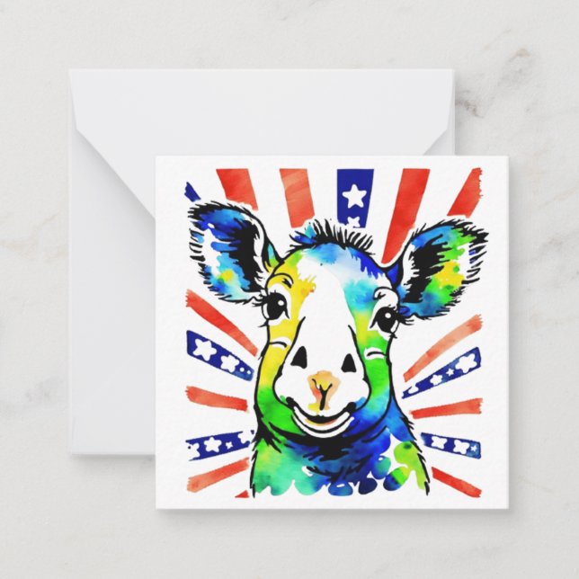 Tungt vattenfärgade får anteckningskort (Framsida)