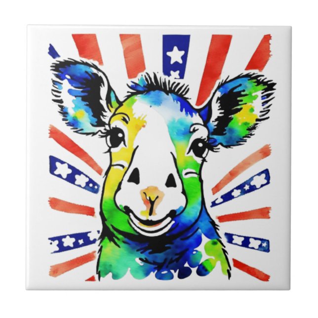 Tungt vattenfärgade får kakelplatta (Framsidan)