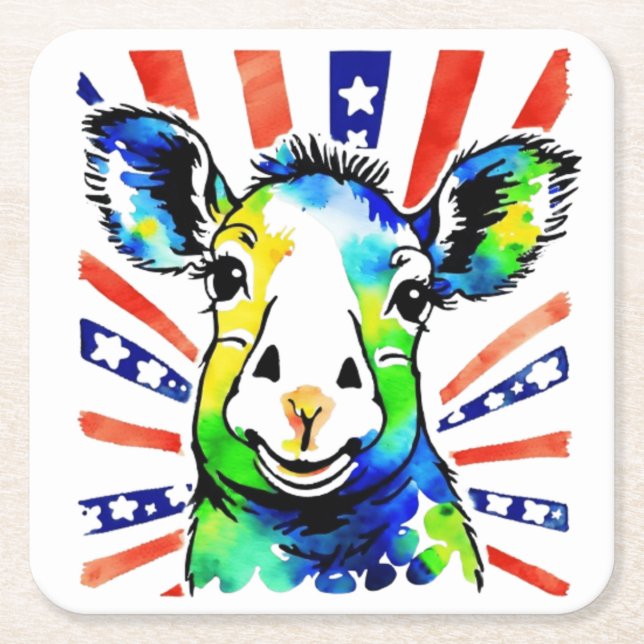 Tungt vattenfärgade får underlägg papper kvadrat (Framsidan)