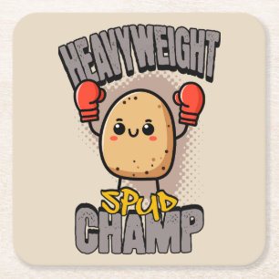 Tungvikts Potatis Champ Boxnings Potatis Underlägg Papper Kvadrat
