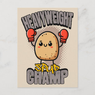 Tungvikts Potatis Champ Boxnings Potatis Vykort