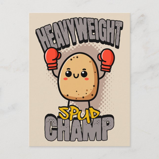 Tungvikts Potatis Champ Boxnings Potatis Vykort (Framsida)