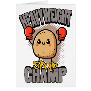 Tungvikts Spud Champ Boxning Potatis Hälsningskort
