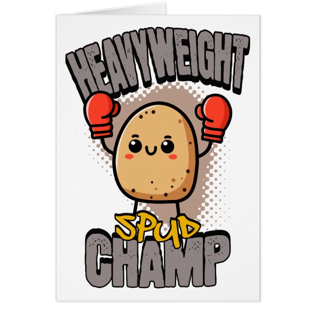 Tungvikts Spud Champ Boxning Potatis Hälsningskort (Framsidan)