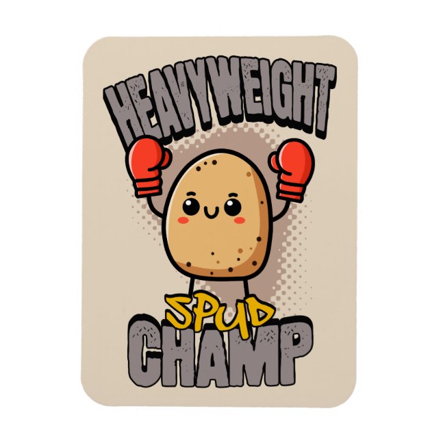 Tungvikts Spud Champ Boxning Potatis Magnet (Vertikal)