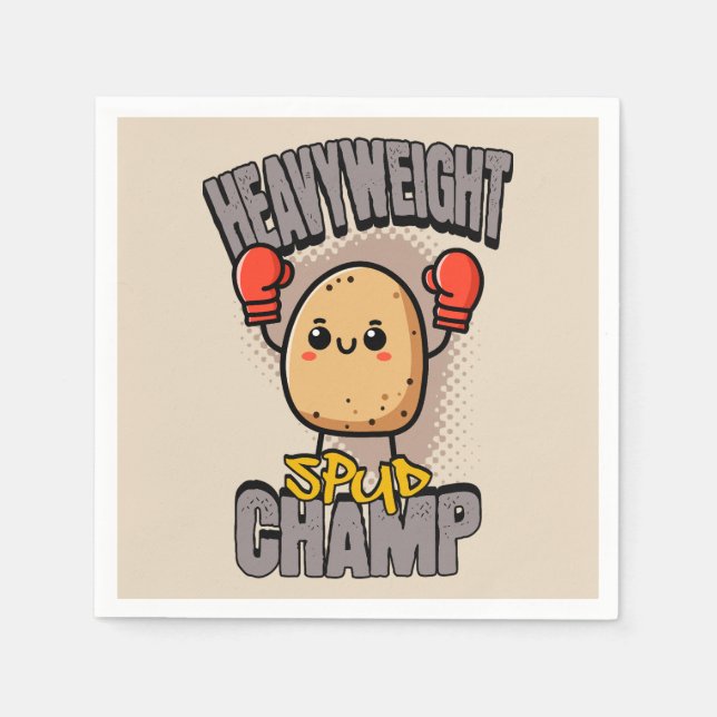 Tungvikts Spud Champ Boxning Potatis Pappersservett (Framsidan)