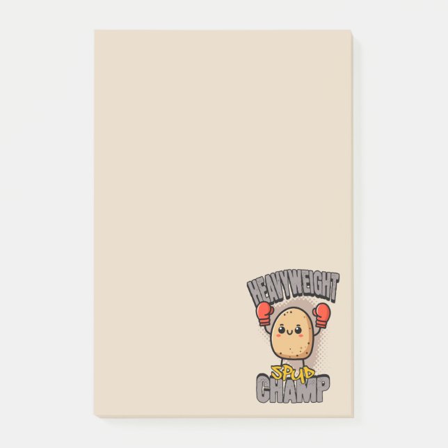 Tungvikts Spud Champ Boxning Potatis Post-it Block (Framsida)