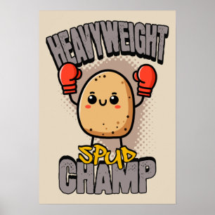 Tungvikts Spud Champ Boxning Potatis Poster