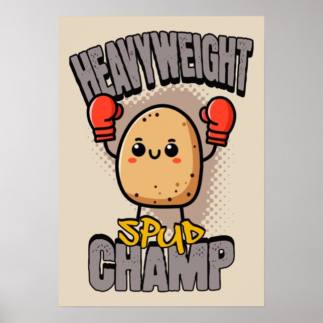 Tungvikts Spud Champ Boxning Potatis Poster (Framsidan)