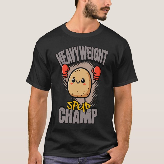 Tungvikts Spud Champ Boxning Potatis T Shirt (Framsida)
