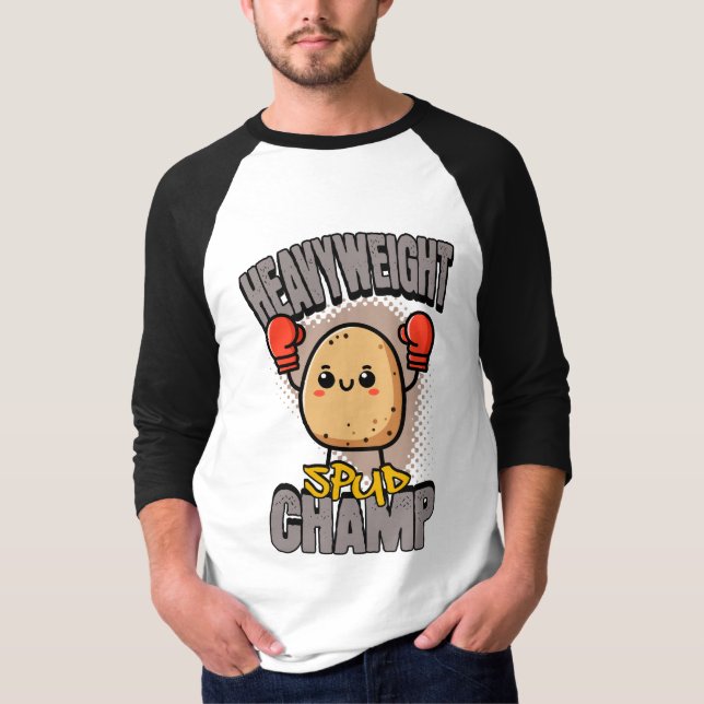 Tungvikts Spud Champ Boxning Potatis T Shirt (Framsida)