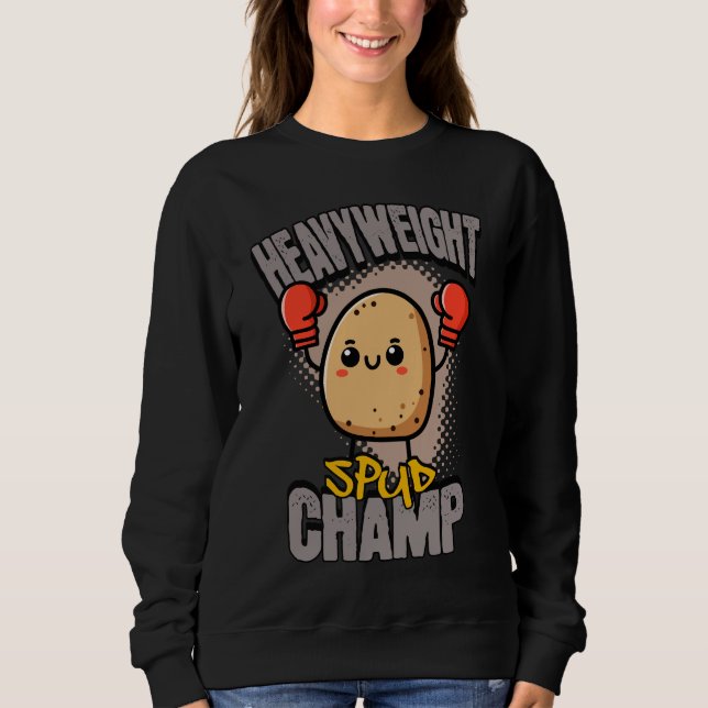 Tungvikts Spud Champ Boxning Potatis T Shirt (Framsida)