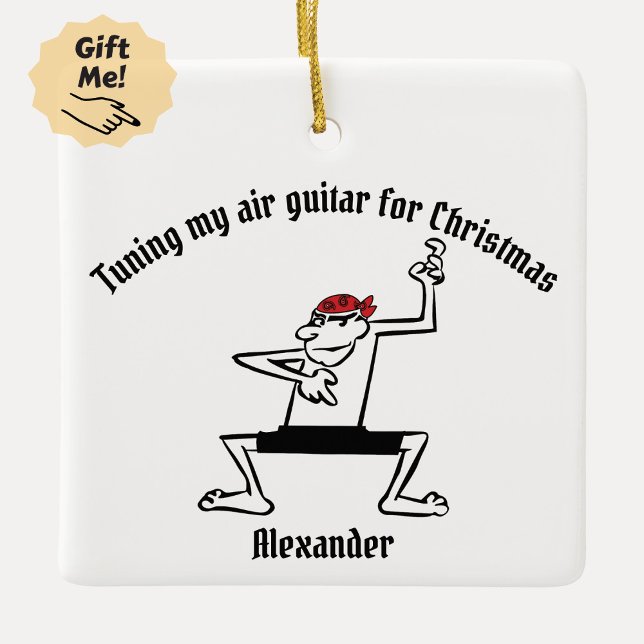 Tuning My Luft Guitar till jul Julgransprydnad Keramik (Skapare uppladdad)