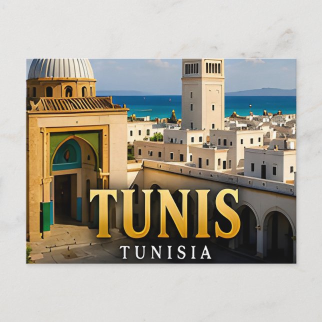 Tunis Medina och Medelhavets elegans Vykort (Framsida)