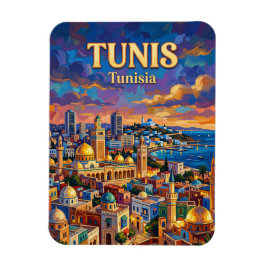 Tunis Stadssiluett Tunisien Magnet