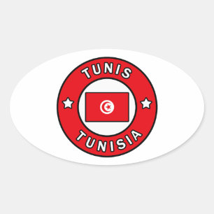 Tunis Tunisien Ovalt Klistermärke
