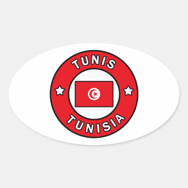 Tunis Tunisien Ovalt Klistermärke (Framsida)