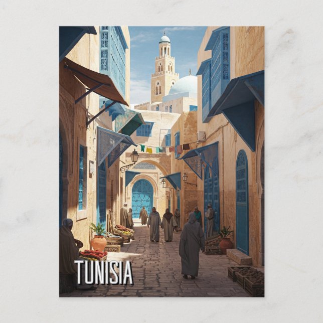 Tunis Tunisien Resa Medina Vykort (Framsida)