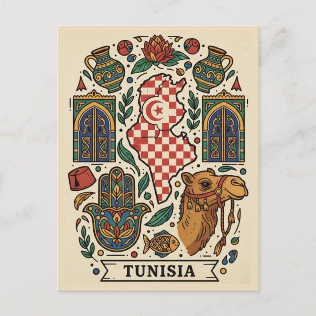 Tunis Tunisien Resa Vykort (Framsida)