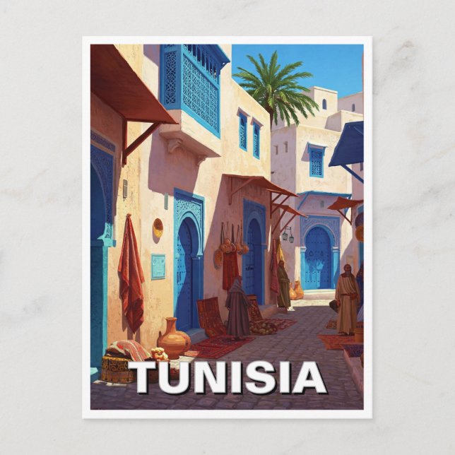 Tunis Tunisien Travel Vykort (Framsida)