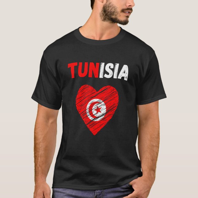 Tunisia Flag Holiday Tunisia Heart Tunisian Flag T Shirt (Framsida)