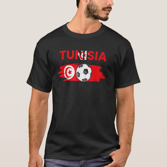 Tunisia Flag Soccer Tunisian Football Fans T Shirt (Framsida)
