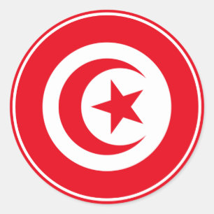 Tunisia-flagga, klassisk, rund dekal runt klistermärke