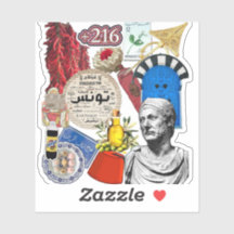 Tunisien Collage Klistermärke Design | Tunisiska K