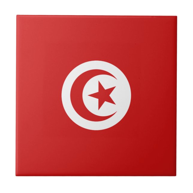 Tunisien flagg keramisk platta kakelplatta (Framsidan)