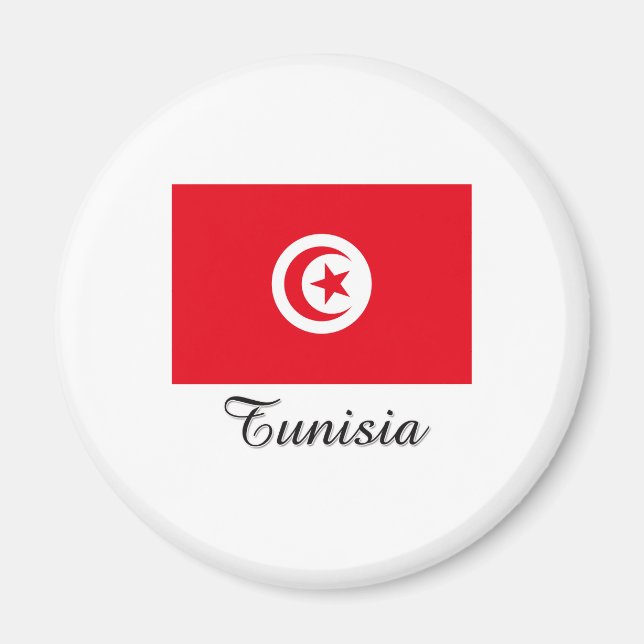 Tunisien Flagga Design Magnet (Framsidan)