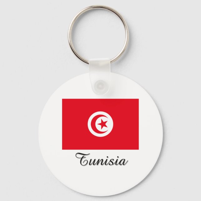 Tunisien Flagga Design Nyckelring (Framsida)