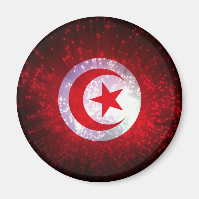 Tunisien Flagga Fireworks Magnet (Framsidan)