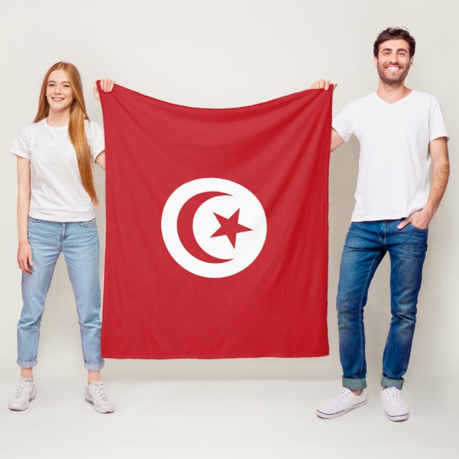 Tunisien flagga fleecefilt (På plats)