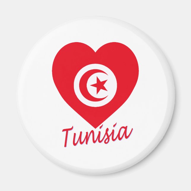 Tunisien Flagga Heart Magnet (Framsidan)