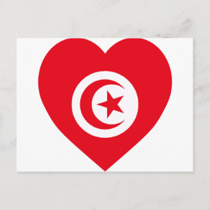 Tunisien Flagga Heart Vykort