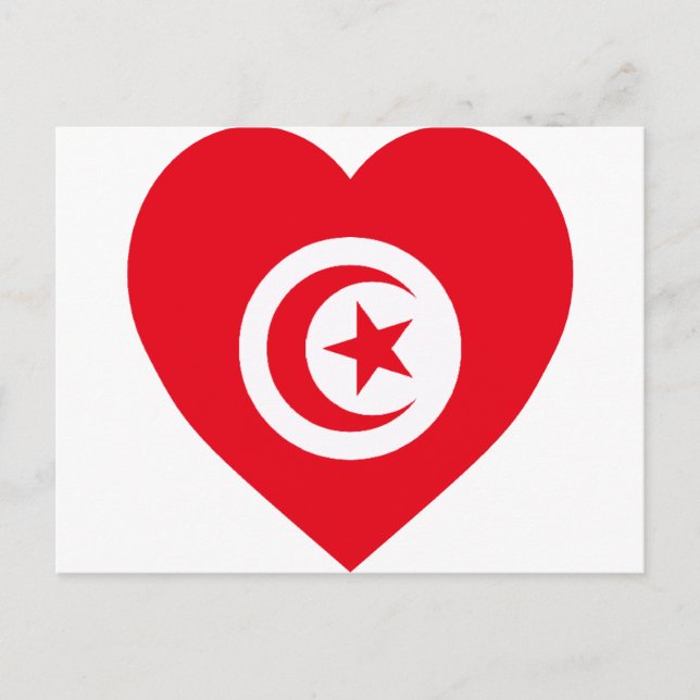 Tunisien Flagga Heart Vykort (Framsida)