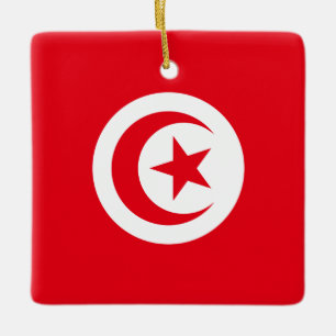 Tunisien Flagga Julgransprydnad Keramik