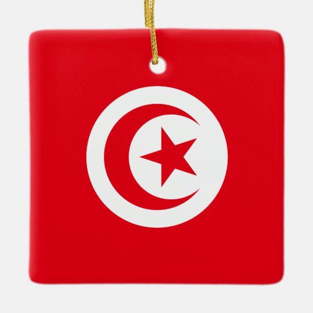 Tunisien Flagga Julgransprydnad Keramik (Framsida)