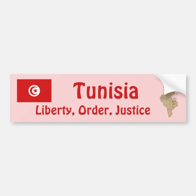 Tunisien Flagga + Kart Dekal (Framsidan)