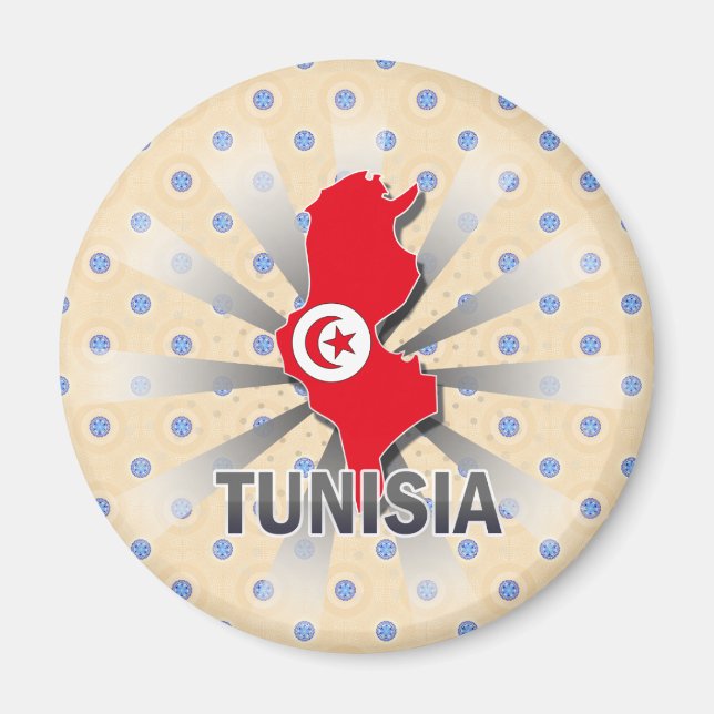 Tunisien Flagga Karta 2.0 Magnet (Framsidan)