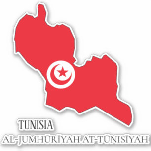 Tunisien Flagga Karta Patriotic Klistermärken