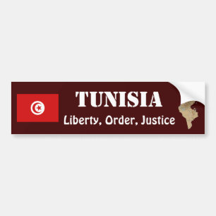 Tunisien flagga + Kartabildekal Bildekal