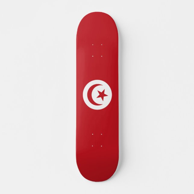 Tunisien flagga mini skateboard bräda 18,5 cm (Framsida)