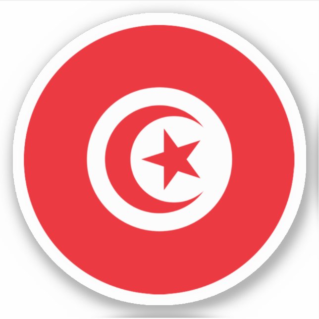 Tunisien Flagga Rund Klistermärke Klistermärken (Framsida)