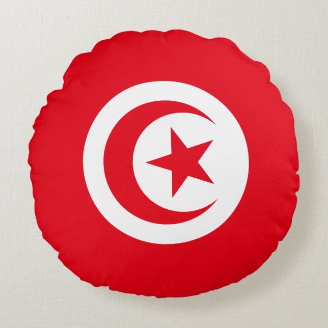 Tunisien Flagga Rund Kudde (Framsidan)