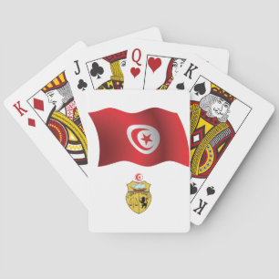 Tunisien flagga som leker kort casinokort