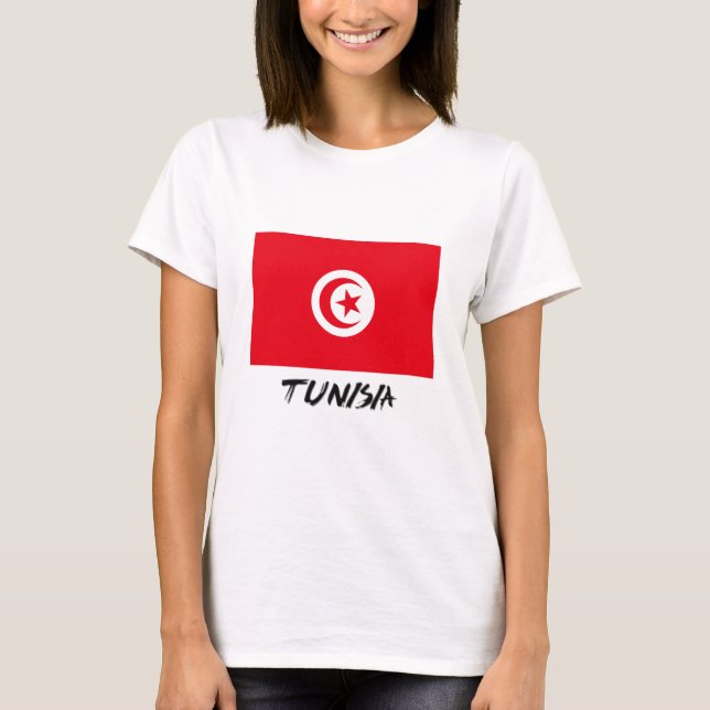 Tunisien Flagga T Shirt (Framsida)